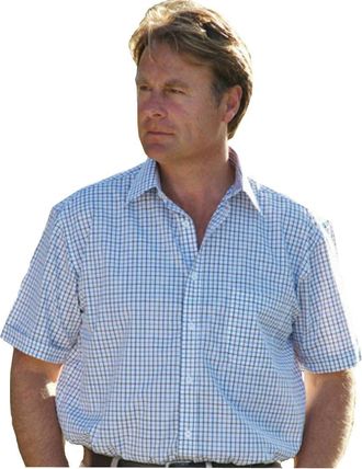 Champion Mens Checked Country Casual Short Sleeve Shirt Tattersall Blue XXL