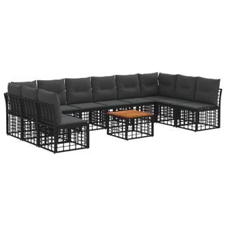 vidaXL Conjunto De Sof&aacute;s De Exterior 11 Pcs Negro Y Gris Oscuro Vidaxl