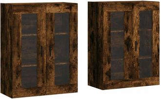 vidaXL Wall Mounted Cabinets 2 pcs Smoked Oak Engineered Wood Vidaxl