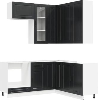 vidaXL Unidad De Cocina Porto 8 Uds. Negro Madera De Ingenier&iacute;a Vidaxl