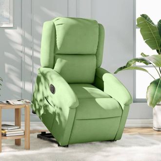 vidaXL Sill&oacute;n El&eacute;ctrico Reclinable Elevable De Terciopelo Verde Claro Vidaxl