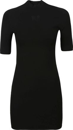 Alexander Wang Printed High Density Logo Short Sleeve Mini Dress - Dames - Korte kleedjes - Zwart - S - Kleedjes