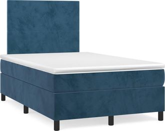 vidaXL Cama Box Spring Con Colch&oacute;n Terciopelo Azul Oscuro 120x190 Cm Vidaxl