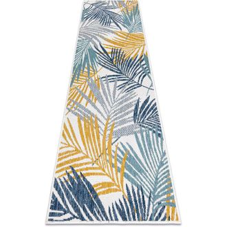 RugsX Rugsx - Alfombra, Alfombra De Pasillo Sisal Cooper Hojas 22258 Crudo / Azul Oscuro Multicolour 70x300 Cm
