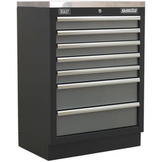 Loops 680mm Modular 7 Drawer Floor Cabinet - Ball Bearing Slides - Locking - 2 Keys