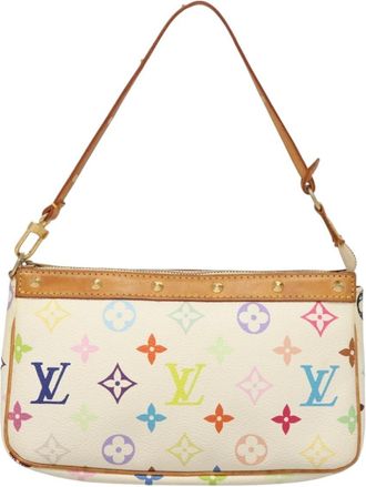 Louis Vuitton Pochette Accessoires Monogram Multicolor White Canvas Bag (Pre-Owned)