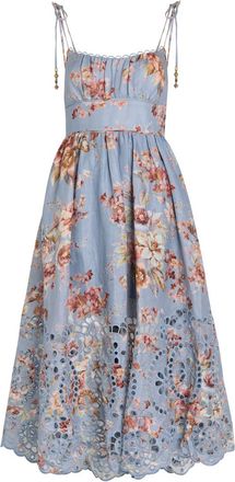 Zimmermann Awaken Picnic Floral-print Linen Midi Dress - Multicoloured 1 - 00 (UK 6 / XS)