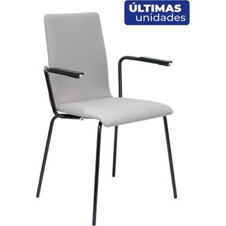 Piqueras y Crespo Piqueras Y Crespo - Pack 4 Sillas Cafe Vii Era Gris Chasis Negro Con Brazos