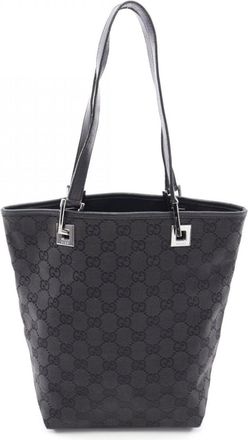 Gucci Black Canvas Leather Handbag Tote Bag (Pre-Owned)