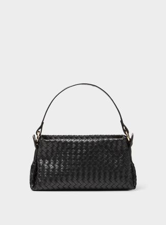 Simons Womens Basketweave faux-leather evening bag