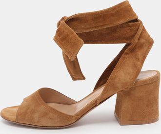 Gianvito Rossi Brown Suede Ankle Wrap Sandals