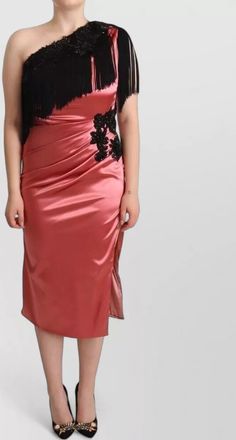 Dolce & Gabbana silk one-shoulder fringe midi dress