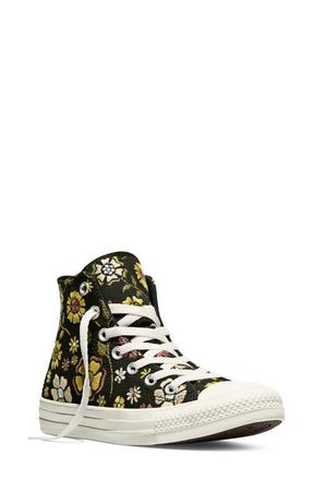 Converse Gender Inclusive Chuck Taylor All Star Floral Embroidered Canvas High Top Sneaker in Black/In The Weeds/Hay Day at Nordstrom, Size 6.5