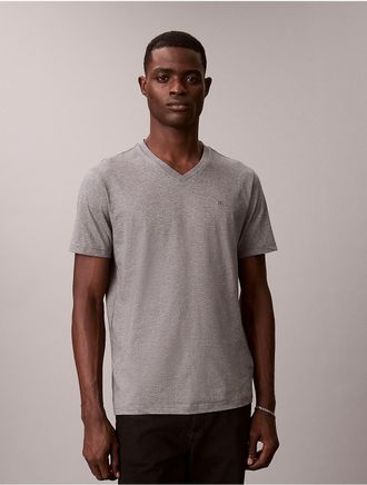 Calvin Klein Mens Liquid Touch Classic V Neck T-Shirt - Grey - S