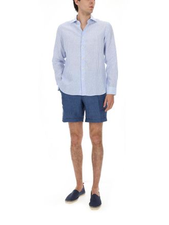 120% Lino 100% Linen Shirt - Blue