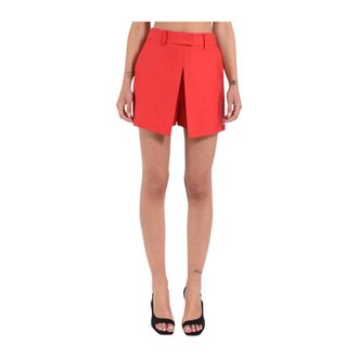 Simona Corsellini Viscose Blend Shorts with Hidden Closure - female - Simona Corsellini - Casual Shorts - Red - 2XS - Shorts