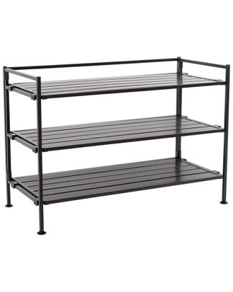 Seville Classics 3-Tier Stackable Metal Slat 12-Pair Shoe Rack For