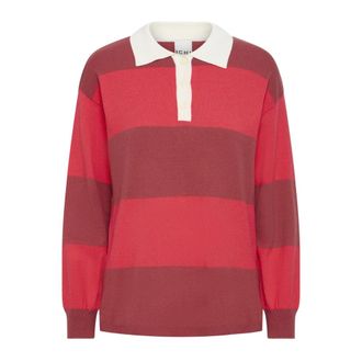 Ichi Cowhide Comb Polo - Dames - Ronde hals truien - Veelkleurig - S - Truien & Vesten