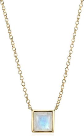 st. Moran 14k Gold Plated Moonstone Square Pendant Necklace in White/gold at Nordstrom