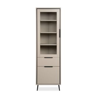 Calicosy Aparador alto 1 puerta de vidrio l60cm - cappuccino y negro