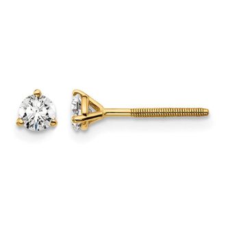 Diamond2Deal 14k White Gold 1/3 ct Round Lab Grown Diamond Stud Earrings Screw Back VS Clarity, D-E Color