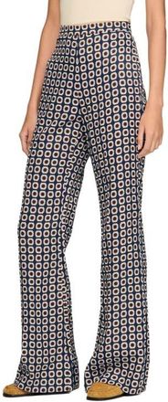 Sandro Floral-print floaty trousers in Deep Blue /Ocher at Nordstrom, Size 40 Eu