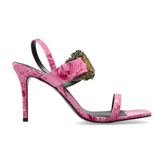 Versace Jeans Couture High Heel Sandals, female, Pink, Size: 11 US Barocco Buckle Heeled Sandals