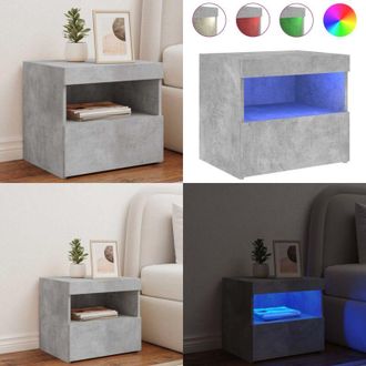 vidaXL Comodino con Luci LED Grigio Cemento 50x40x45 cm - Comodino moderno - Armadietto con luci rgb