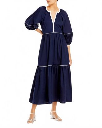 Staud Demi Dress In Navy/white