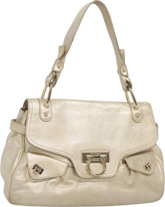Ferragamo Gancini Gold Leather Shoulder Bag (Pre-Owned)
