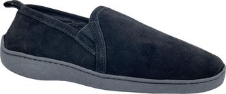 Clarks Mens Suede Leather Twin Gore Slipper SH20680 - Plush Faux Fur Lining Indoor Outdoor House Slippers For Men M US, Black, 12 UK