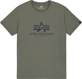 Alpha Industries T-Shirt ALPHA INDUSTRIES Basic T-Shirt BL Rainbow Ref., Herren, Gr. XXL, gr&uuml;n (vintage gr&uuml;n), Obermaterial: 100% Baumwolle, Shirts T-Shirt