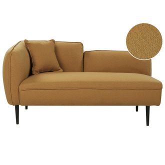 Beliani Chaise Longue Boucl&eacute; Con Coj&iacute;n Patas De Metal Mostaza Izquierdo Chevannes