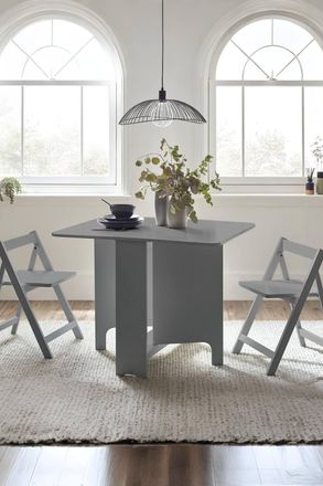 Julian Bowen Gatan 2 Seater Compact Drop Leaf Dining Set with Folding Chairs in Light Grey
