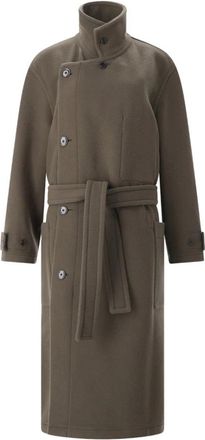 Christophe Lemaire Omslagjas met ceintuur - Dames - Jas met riem - Groen - S - Wol - Jassen