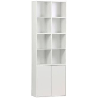Sweeek Sweeek - Shelf, modular bookcase wood decor 3 elements - 2 doors 8 compartments, Kompo, White, 70x35x70 cm