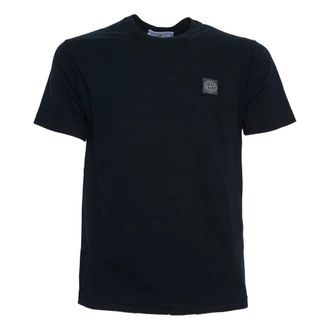 Stone Island T-Shirts, male, Blue, Size: S Stylish Compass Patch T-Shirt