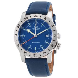 Glycine Airman Vintage GMT Quartz Blue Dial Mens Watch GL1049