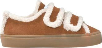 INUIKII Shearling Low Velcro - Dames - Sneakers - Bruin - 39 EU - Wol - Schoenen