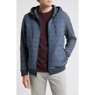 Robert Barakett Cowandame Mixed Media Quilted Jacket in Navy at Nordstrom Rack, Size Xx-Large