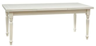 Biscottini International Biscottini - Mesa De Estilo Country Extensible De Madera Maciza De Tilo Acabado Con Efecto Blanco Envejecido 200x90 80 Cm