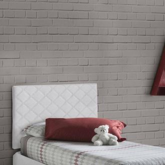 Dmora Dmora - Cabecero De Cama Dbeukem, Cabecero En Polipiel En La Pared, 100% Made In Italy, Adecuado Para Cama Individual, 90x60cm, Blanco