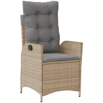 vidaXL Vidaxl - Sill&oacute;n Reclinable De Jard&iacute;n Con Cojines Rat&aacute;n Pe Beige Mixto