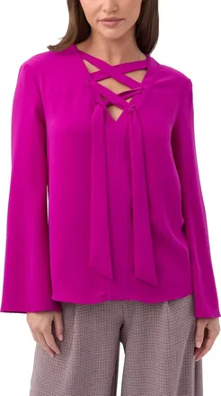Trina Turk Picabella Lace-Up Top In Pink