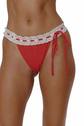 Frankies Bikinis Lacey Micro Bikini Bottom In Spice Dot