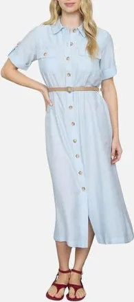 ZOE AND CLAIRE Belted Shirtdress in Light Blue at Nordstrom Rack, Size Medium