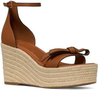 Kate Spade New York loop espadrille ankle strap platform wedge sandal in Saddle at Nordstrom, Size 8.5