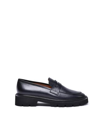 Via Roma 15 Black Leather Rubber Womens Moccasins