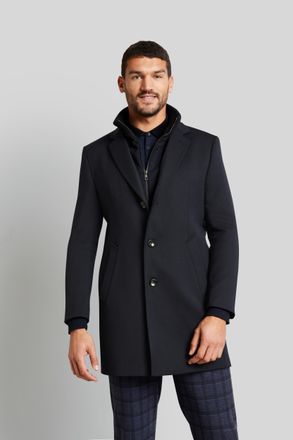 Bugatti Wollmantel BUGATTI, Herren, Gr. 56, blau (marine), 54% Polyester, 44% Wolle, 2% Elasthan, unifarben, slim fit, normaler Saum, M&auml;ntel Wollmantel, mit W