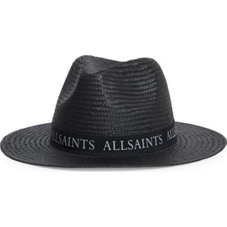 AllSaints Straw Fedora in Black at Nordstrom Rack